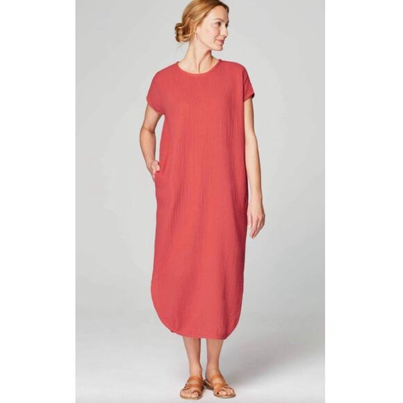 J Jill Pure Jill Maxi Dress Womens Small Organic Cotton Capsule Gauzy Lagenlook - Picture 2 of 12